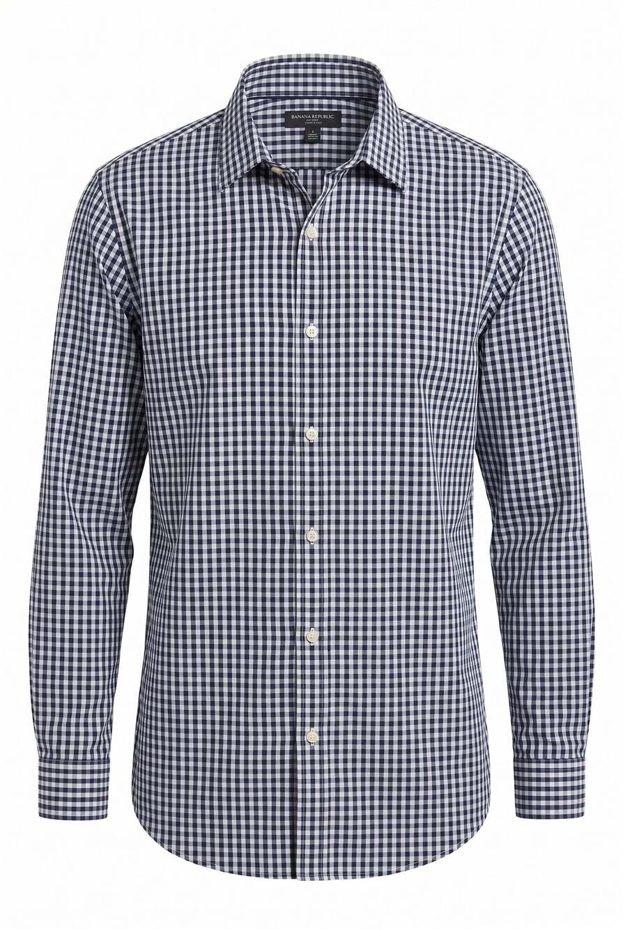 Banana Republic Non-Iron Tailored Slim Fit Gingham Dress Shirt #1324
